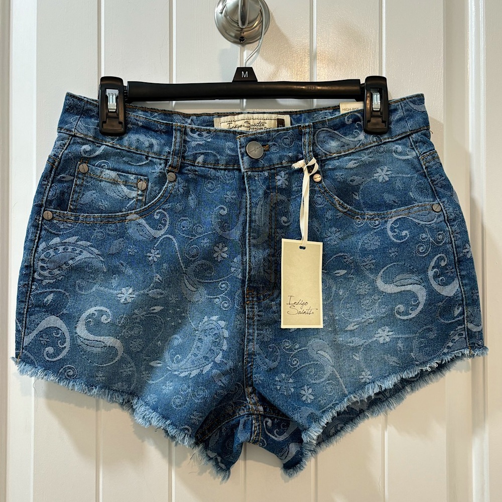 Indigo Saints - Paisley Printed Denim Jeans